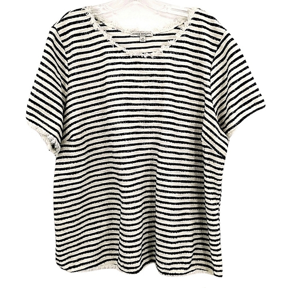 Green Envelope Women's 2X Striped Blouse